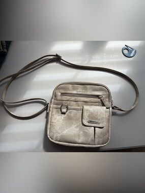 Stylish Taupe Crossbody Bag with Front Pocket - Unbranded